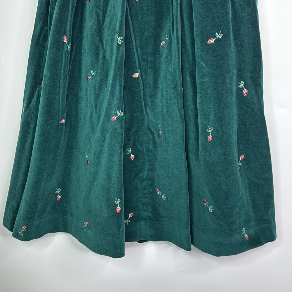 The Eagle's Eye Green Floral Velvet Maxi Skirt Size 8 Hong Kong Cottagecore - Picture 3 of 9